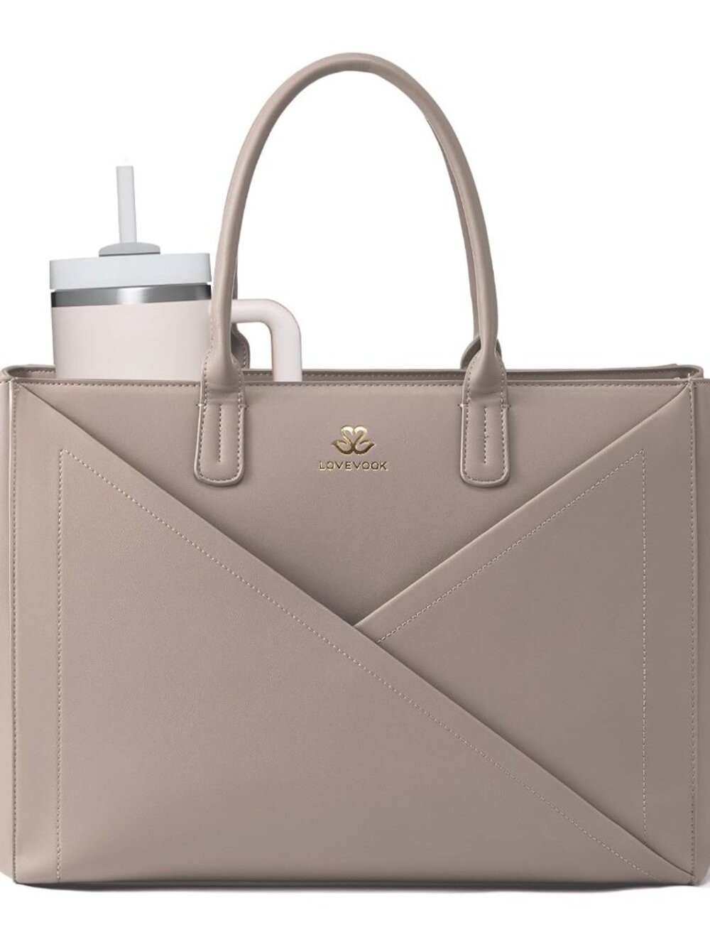 Laptop Work Tote Bag for Women with Large Cup Holder, 16 Inch